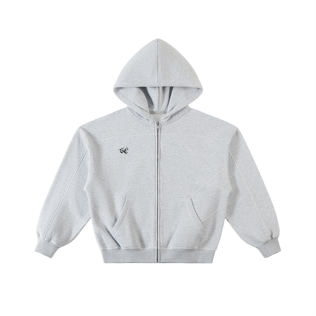 Contrast-Stitched Boxy Fleece Zip Hoodie - *Signature*