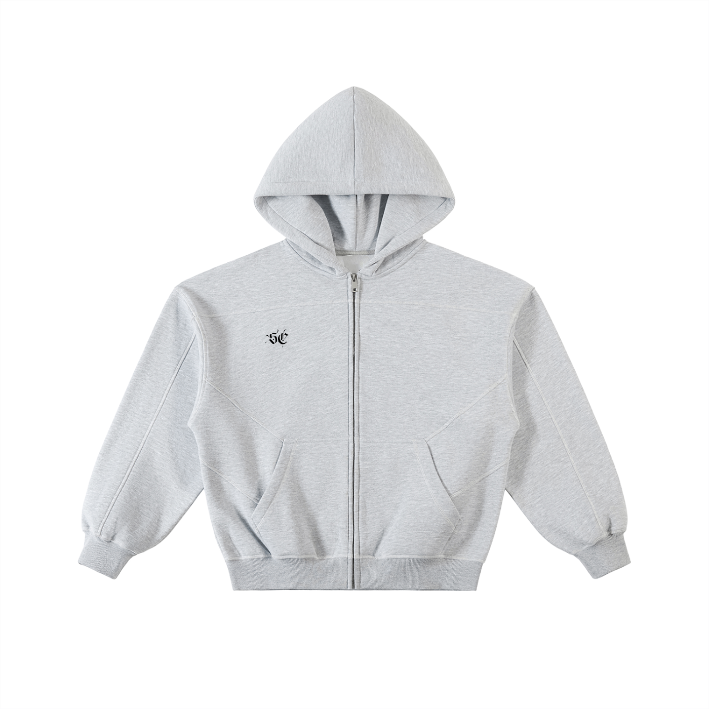 Contrast-Stitched Boxy Fleece Zip Hoodie - *Signature*
