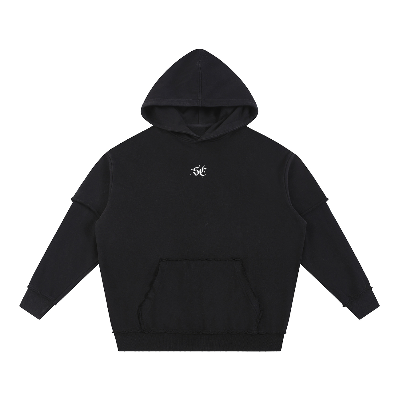 Snow Washed Raw Edge Double Layered Hoodie - *Signature*