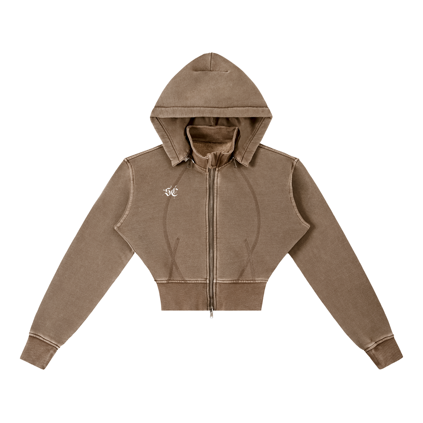 Vintage Washed Cropped Fleece Hoodie