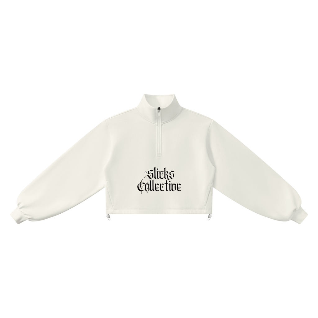 White Halo Cropped Quarter Sweatshirt