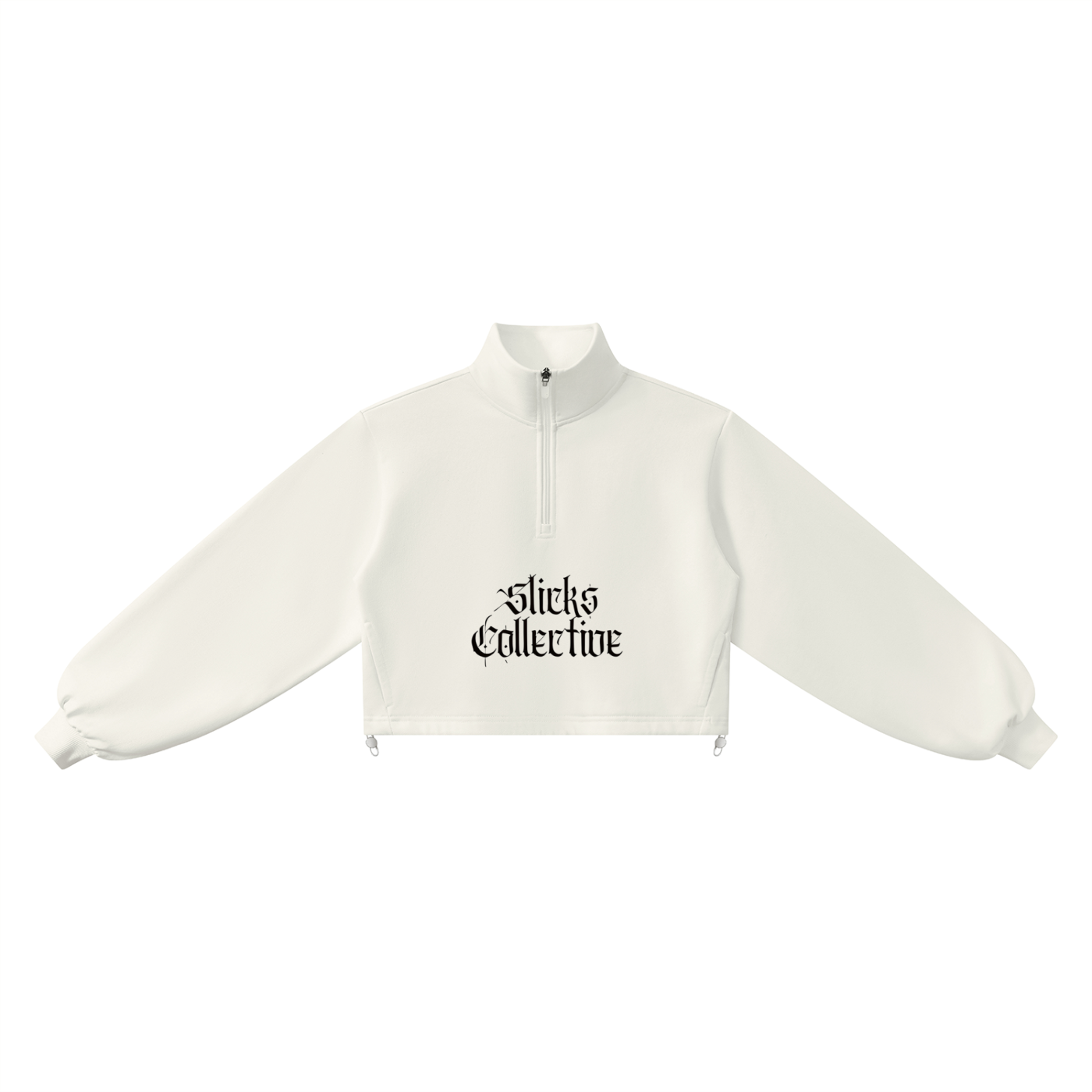 White Halo Cropped Quarter Sweatshirt