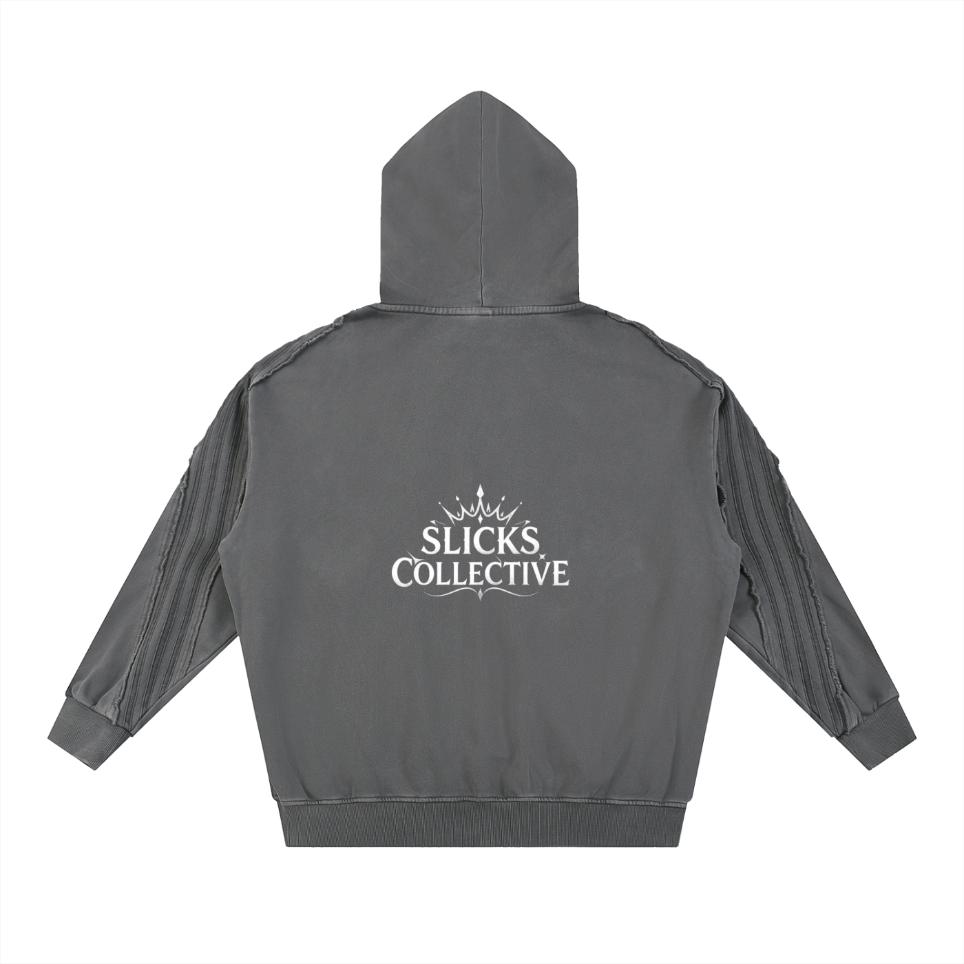 Snow Washed Tape Raw Edge Zip Hoodie - *Rise*