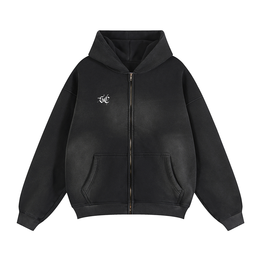 Sunfade Two-way Zipper Boxy Fleece Hoodie - *Signature*