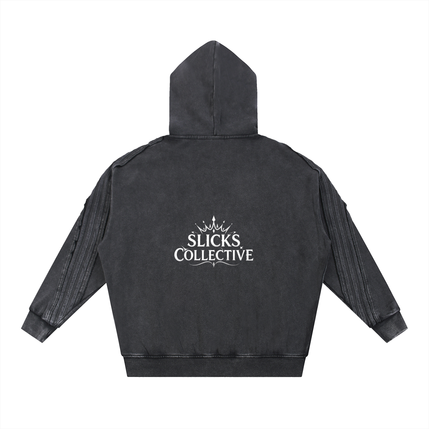 Snow Washed Tape Raw Edge Zip Hoodie - *Rise*