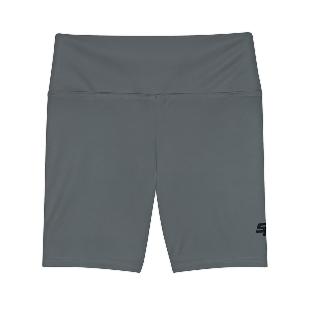 Women's Dark Grey Workout Bike Shorts - Black SC Logo