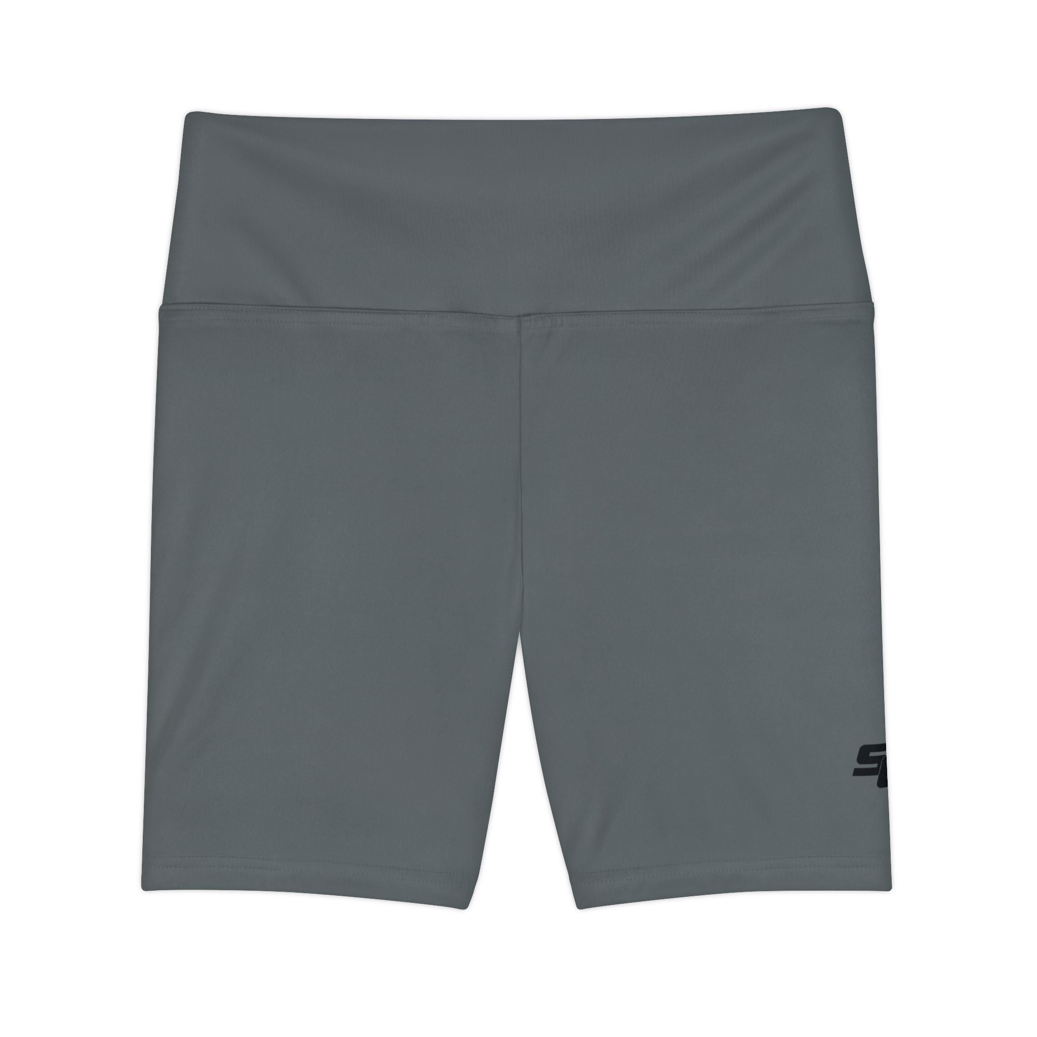 Women's Dark Grey Workout Bike Shorts - Black SC Logo