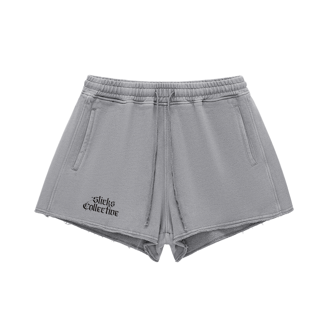 Snow Washed Raw Edge Shorts - *Signature* Black Logo