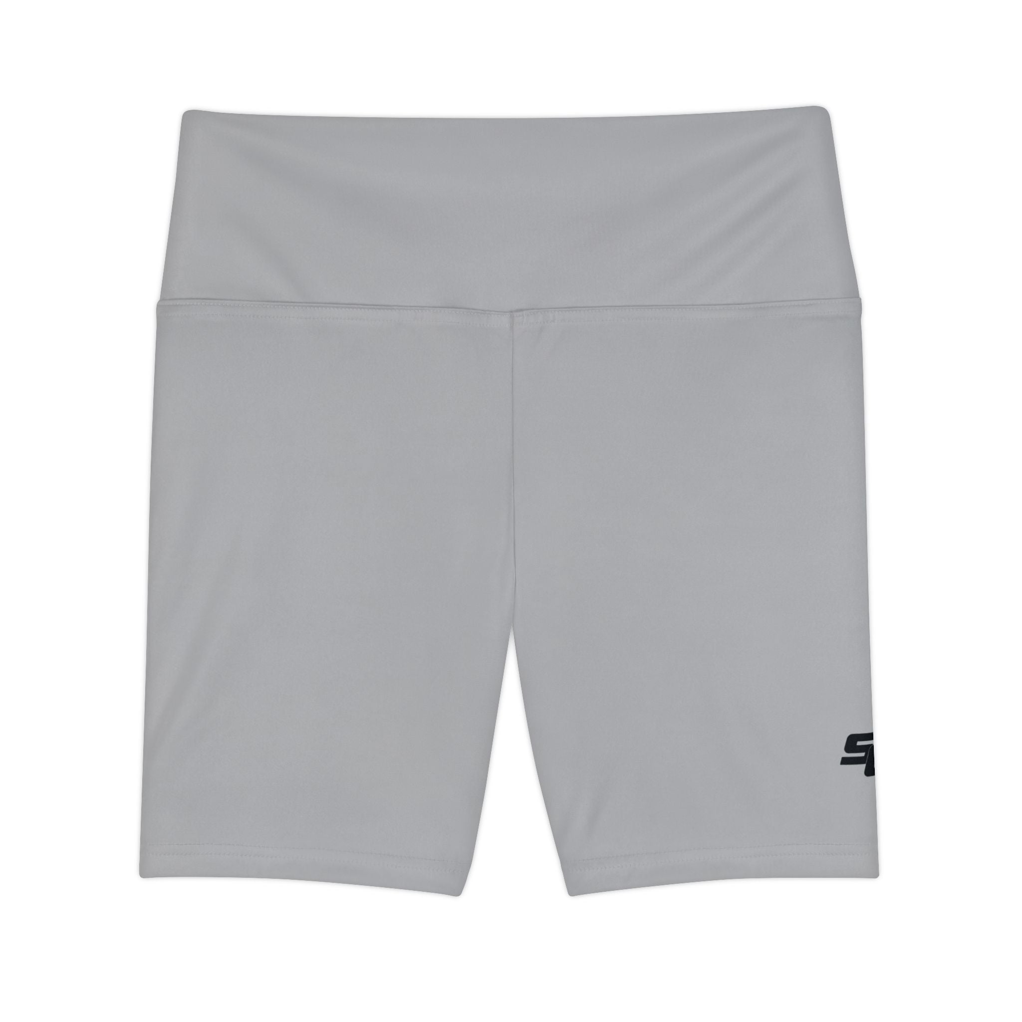 Women's Grey Workout Bike Shorts - Black SC Logo