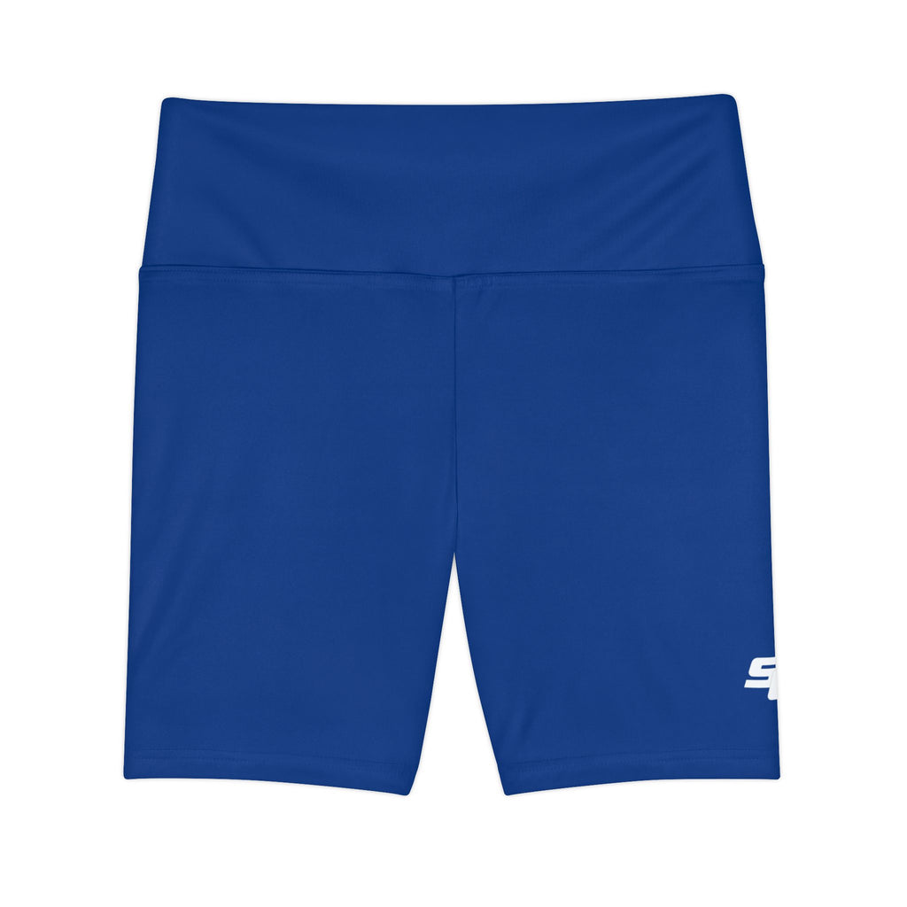 Women's Blue Workout Shorts — White SC Logo