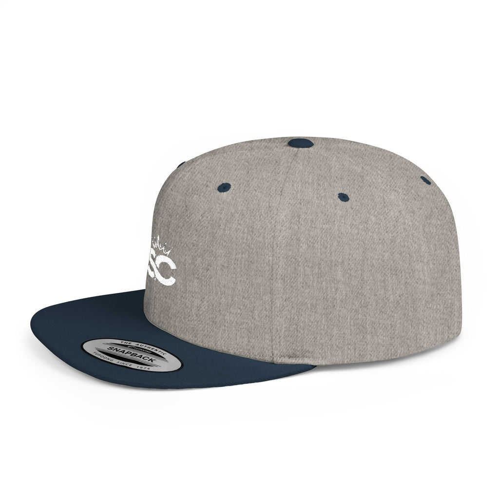 Distressed Snapback Hat — *Rise* Logo Flat Bill