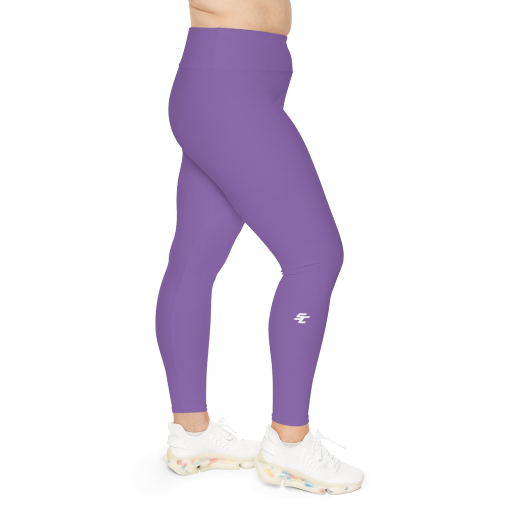 Plus Size Leggings — Purple Seamless High-Waist White SC Logo