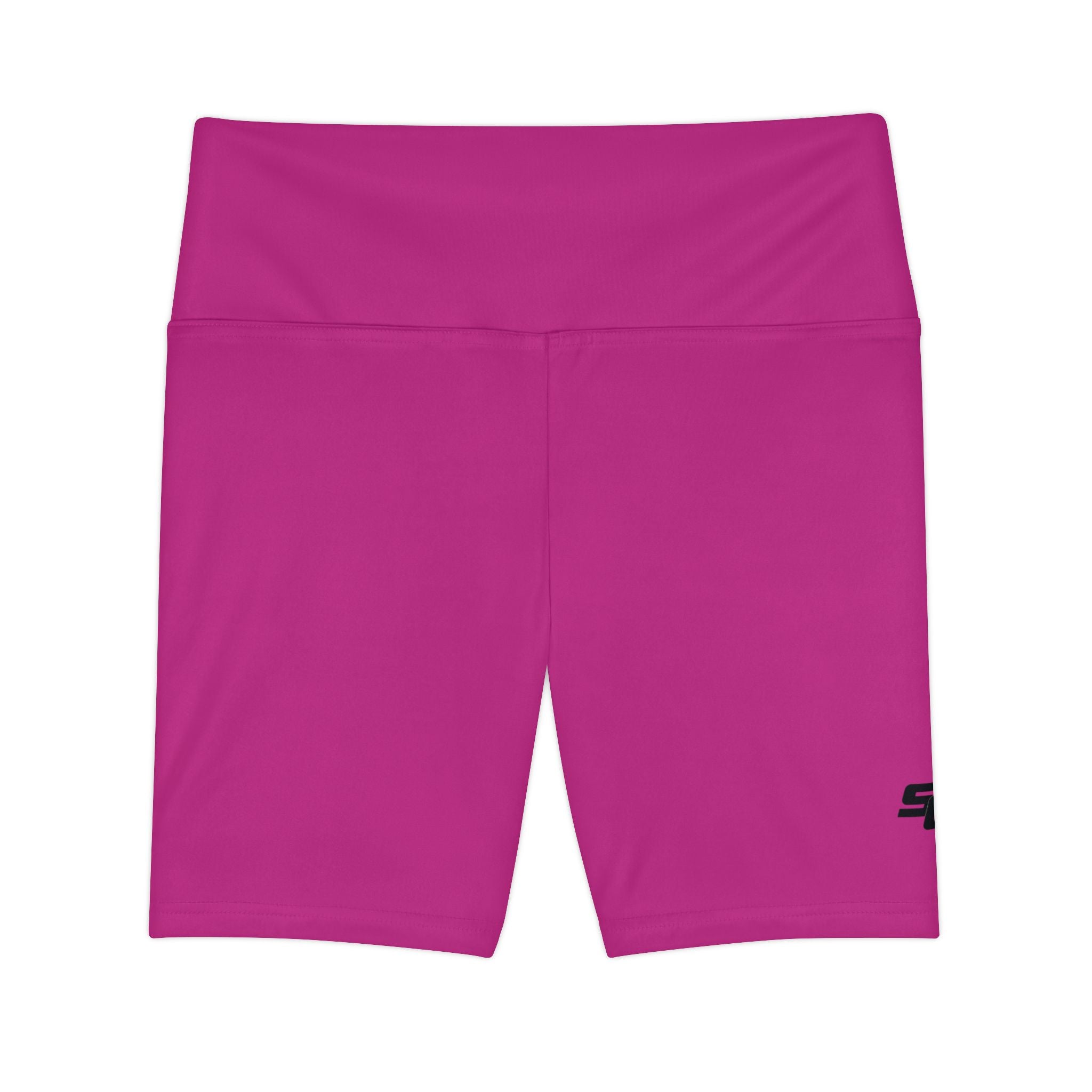 Women's Pink Workout Bike Shorts - Black SC Logo