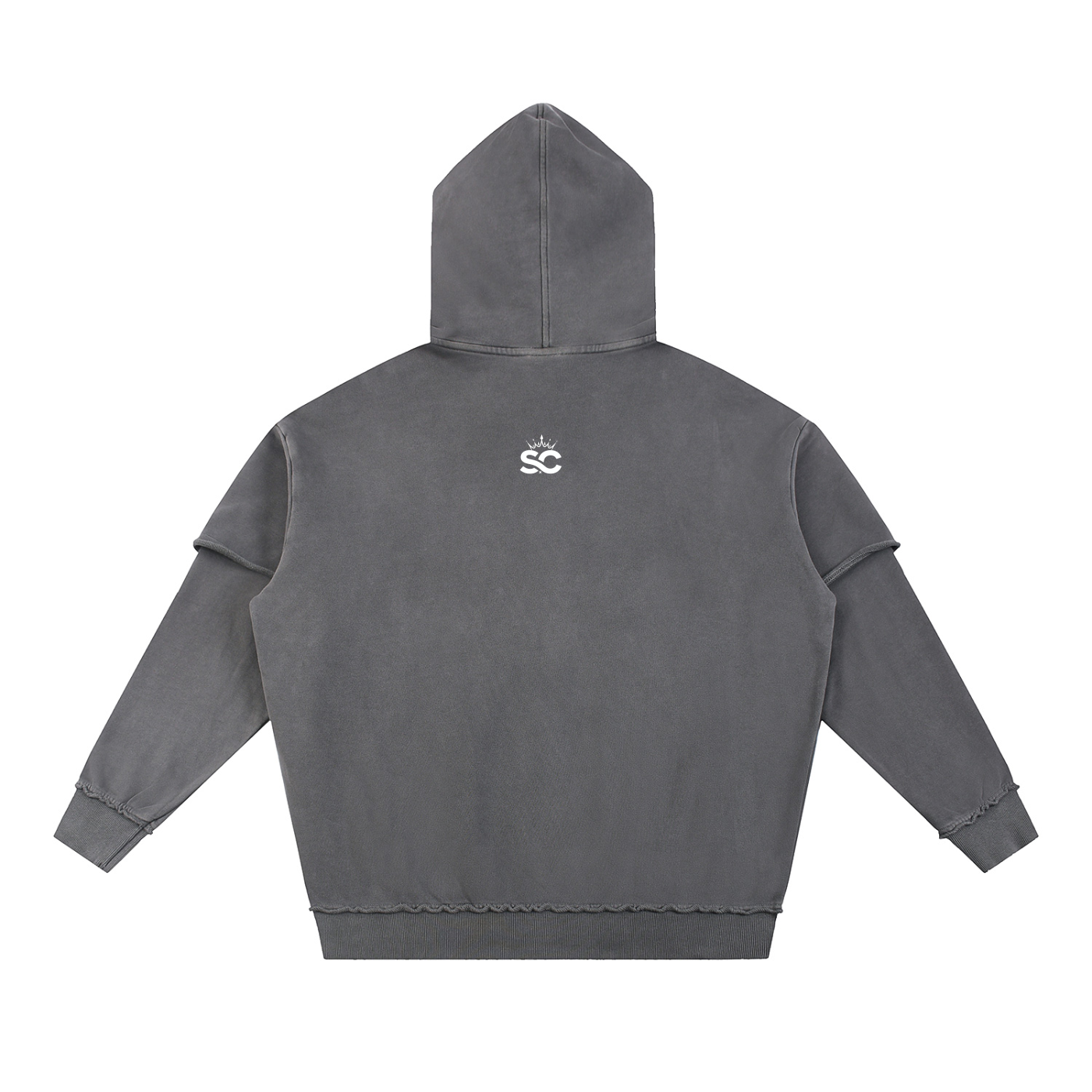 Snow Washed Raw Edge Double Layered Hoodie - *Rise*