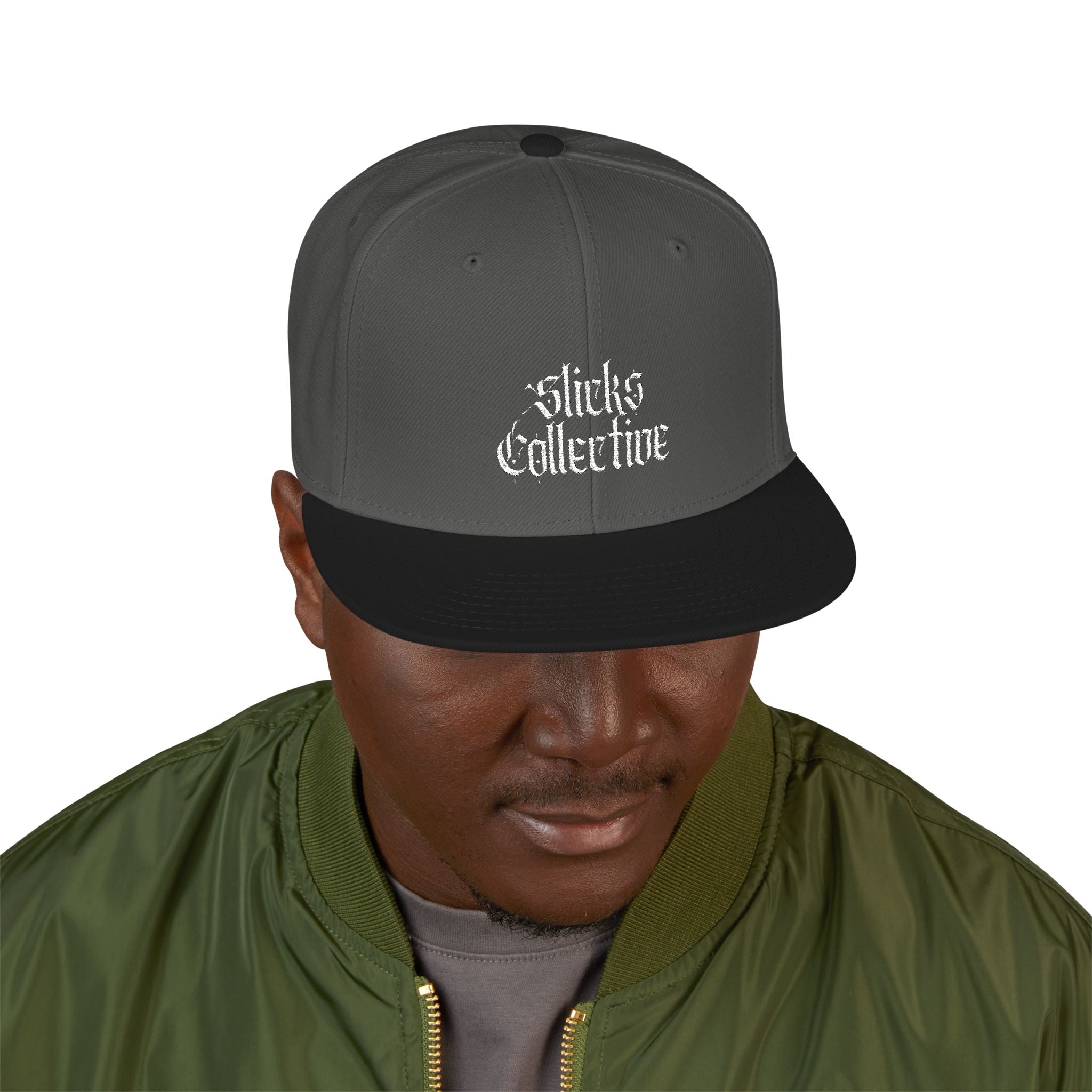 Embroidered Urban Snapback Hat — Distressed White Logo