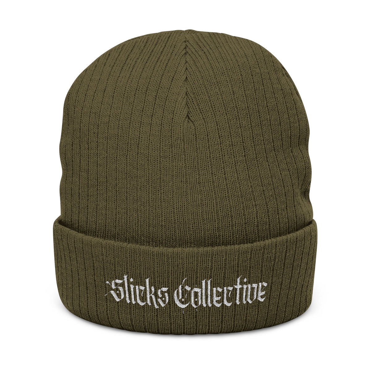 Embroidered 'Slicks Collective' Ribbed Knit Beanie