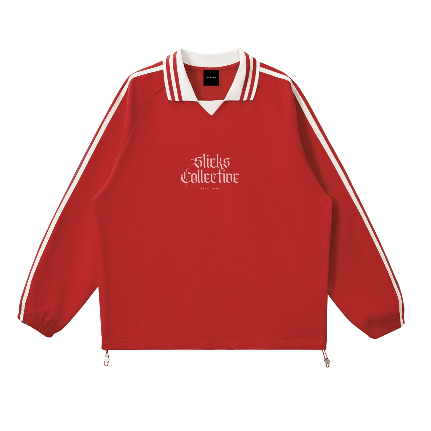 Contrast Striped Lapel Collar Sweatshirt - *Signature*
