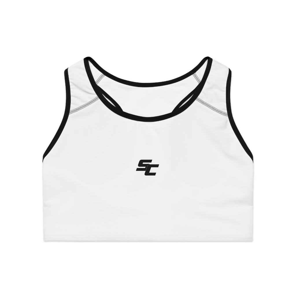 Minimalist SC Logo Sports Bra — Racerback Athletic Crop Top