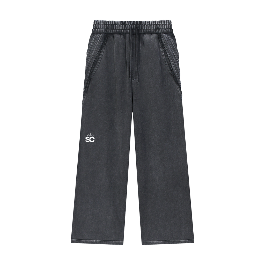 Snow Washed Tape Raw Edge Sweatpants - *Rise*