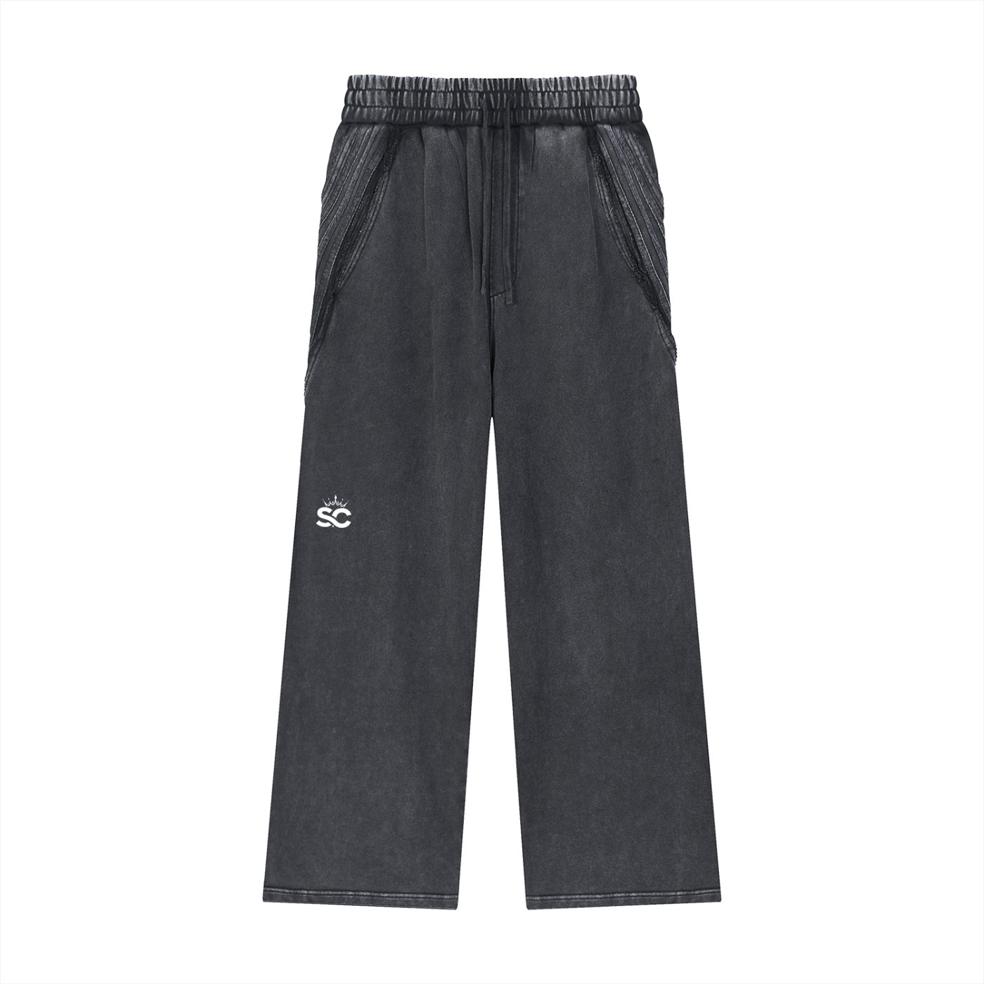 Snow Washed Tape Raw Edge Sweatpants - *Rise*