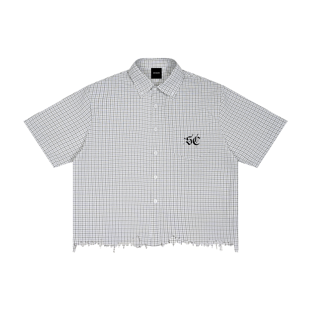 Unisex Distressed Plaid Boxy Shirt - *Signature*