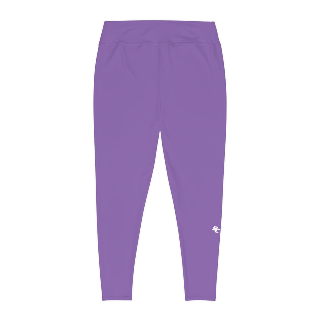 Plus Size Leggings — Purple Seamless High-Waist White SC Logo