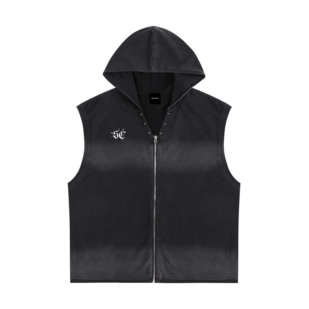 Vintage Washed Zip-Up Hooded Tank Top - *Signature*
