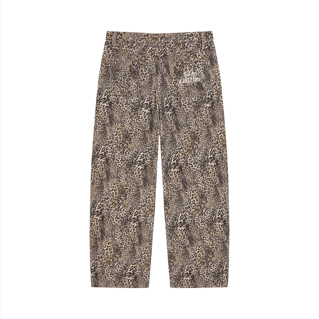 Vintage Wash Leopard Wide Leg Jeans - *Signature*