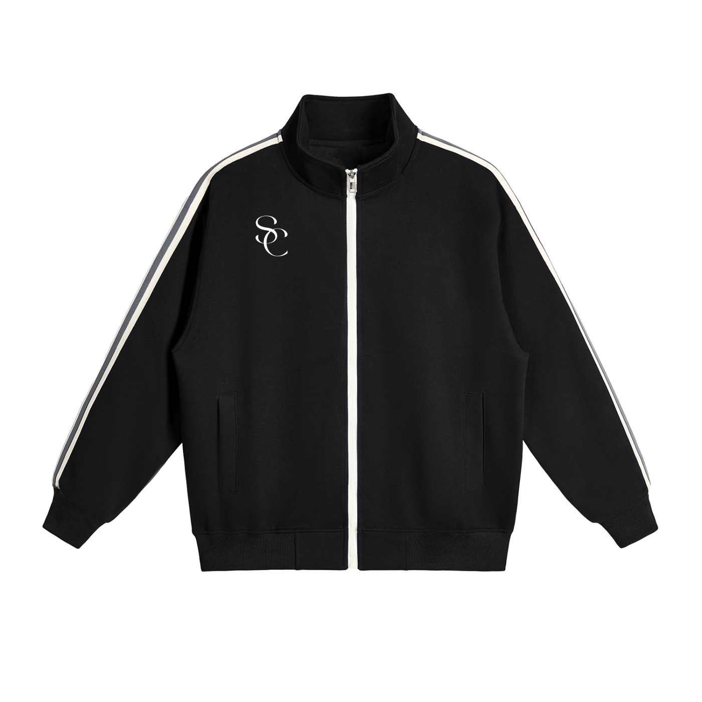 Contrast Side-Stripe Stand Collar  Jacket