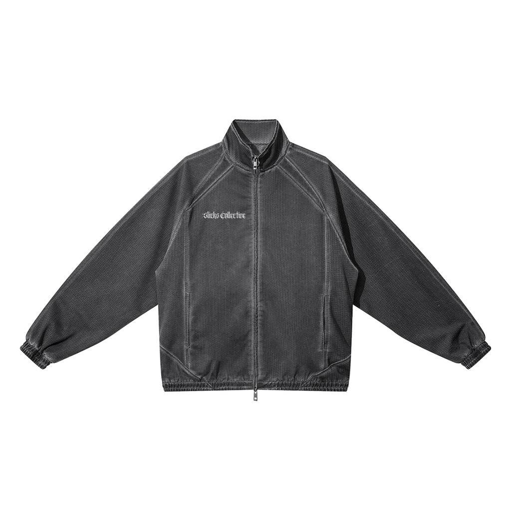 Vintage Wash Full Zip Mesh Jacket