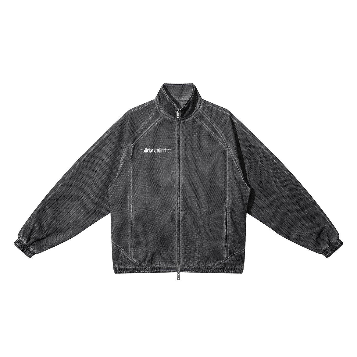 Vintage Wash Full Zip Mesh Jacket