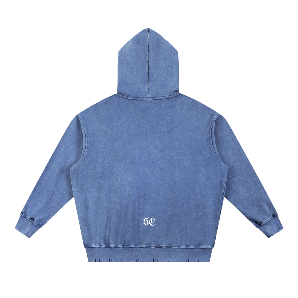 Snow Wash Hand-Frayed Hoodie - *Signature*