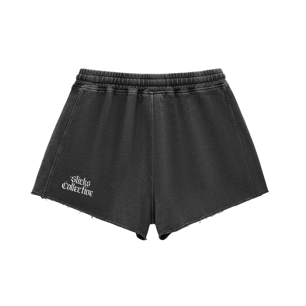 Snow Washed Raw Edge Shorts - *Signature* White Logo