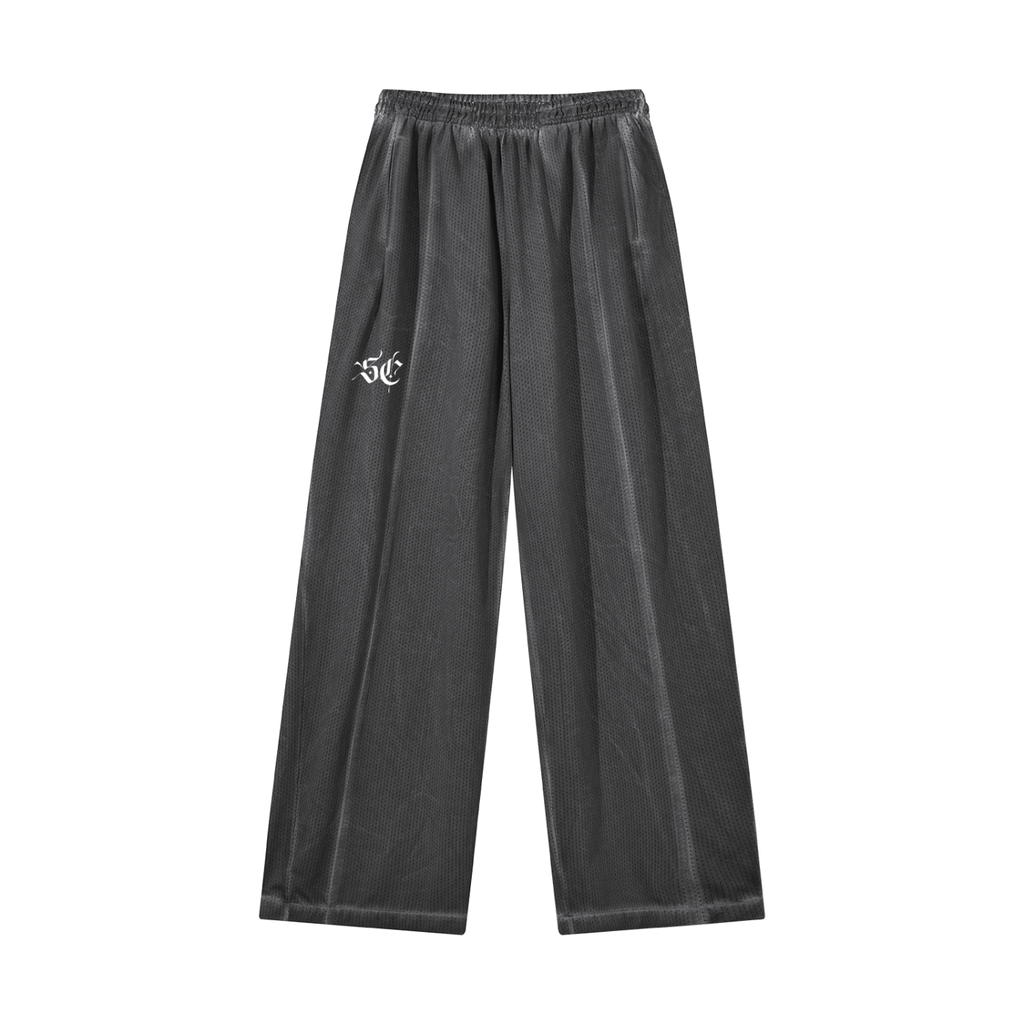Vintage Wash Wide Leg Mesh Sweatpants