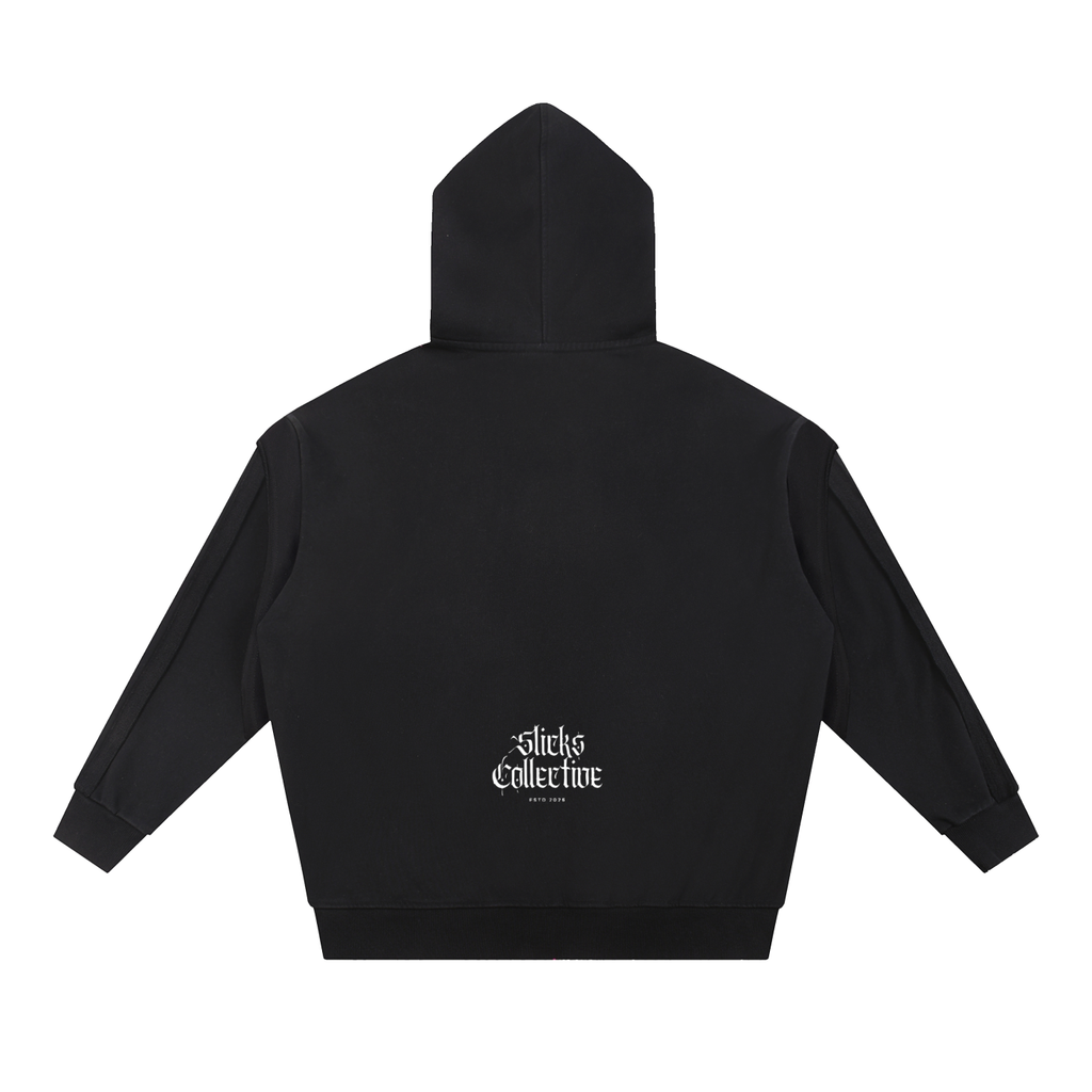 Contrast Tape Double Layered Zip Hoodie - *Signature*