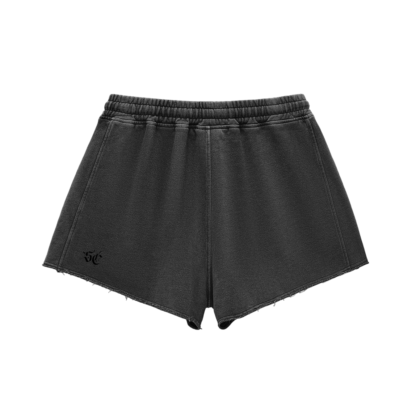 Snow Washed Raw Edge Shorts - *Signature* Black Logo