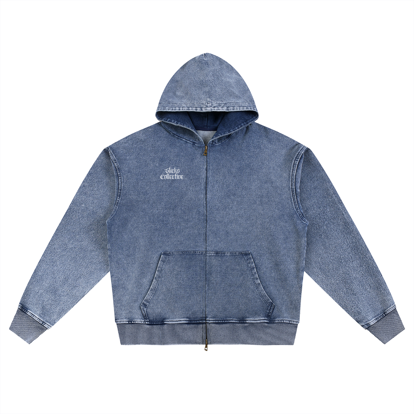 Snow Wash Oversized Zip-Up Hoodie - *Signature*