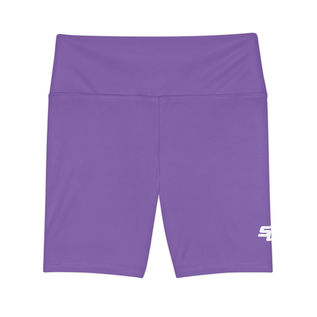 Women's Purple Workout Bike Shorts — White SC Logo