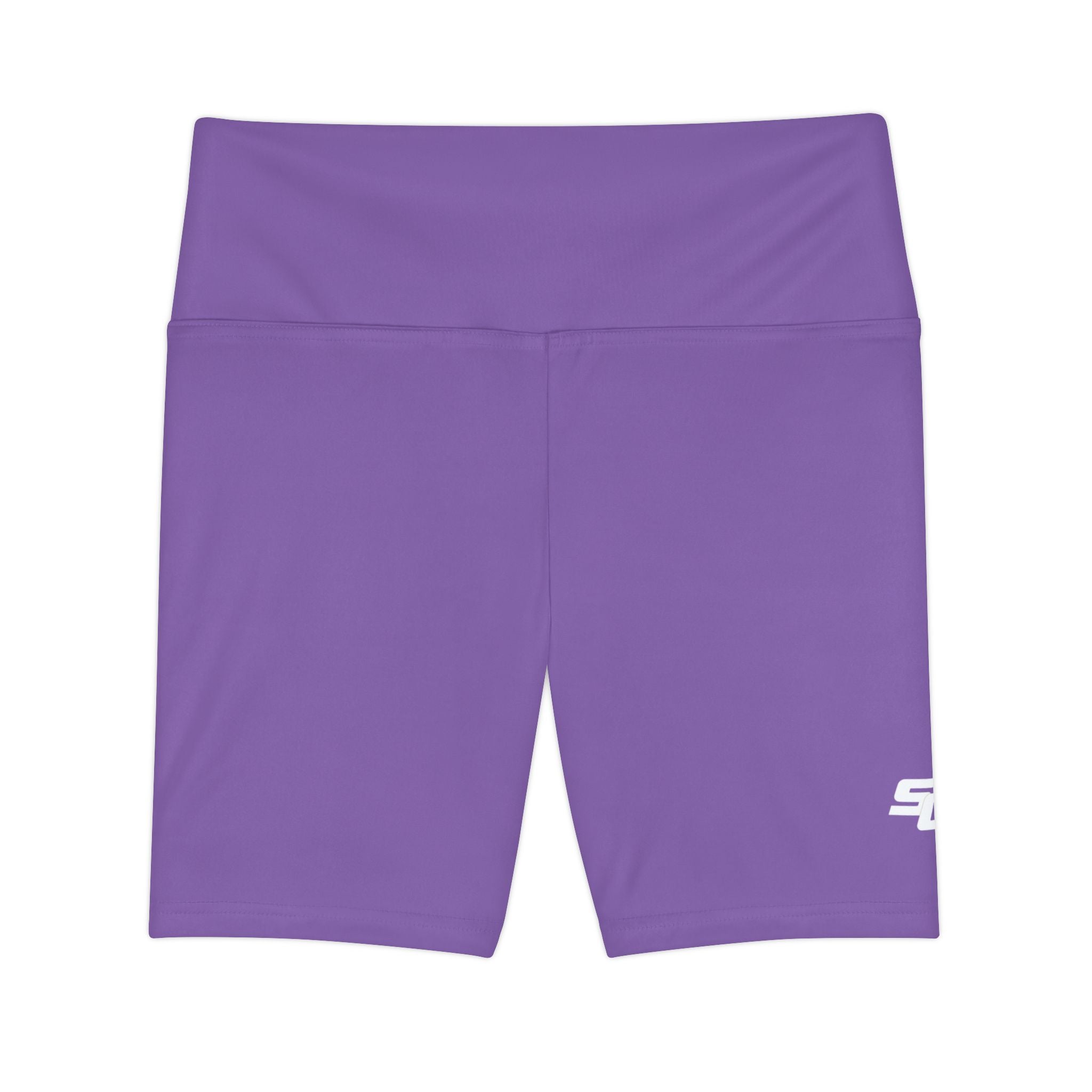 Women's Purple Workout Bike Shorts — White SC Logo
