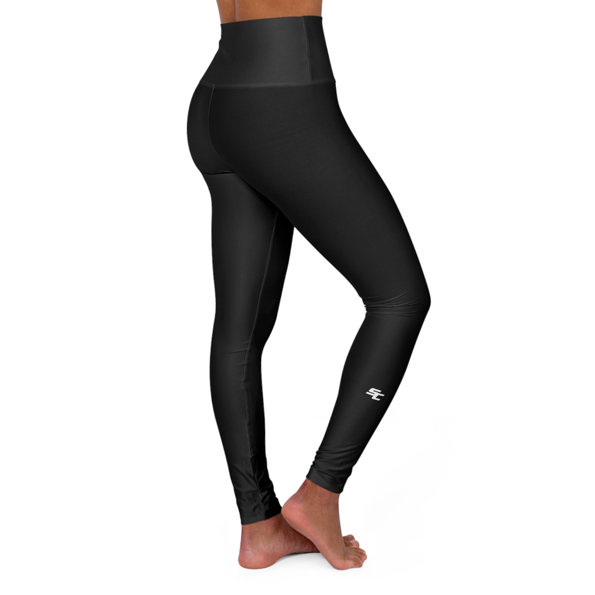 High-Waisted Yoga Leggings — White SC Logo