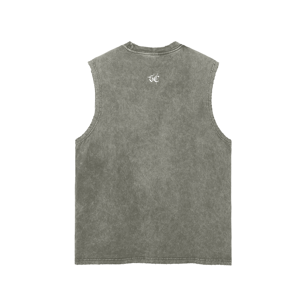Snow Washed Frayed Hem Tank Top - *Signature*