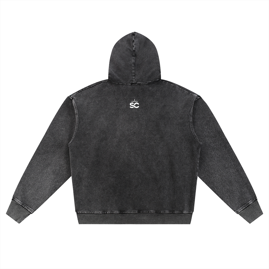Snow Wash Oversized Zip-Up Hoodie - *Rise*