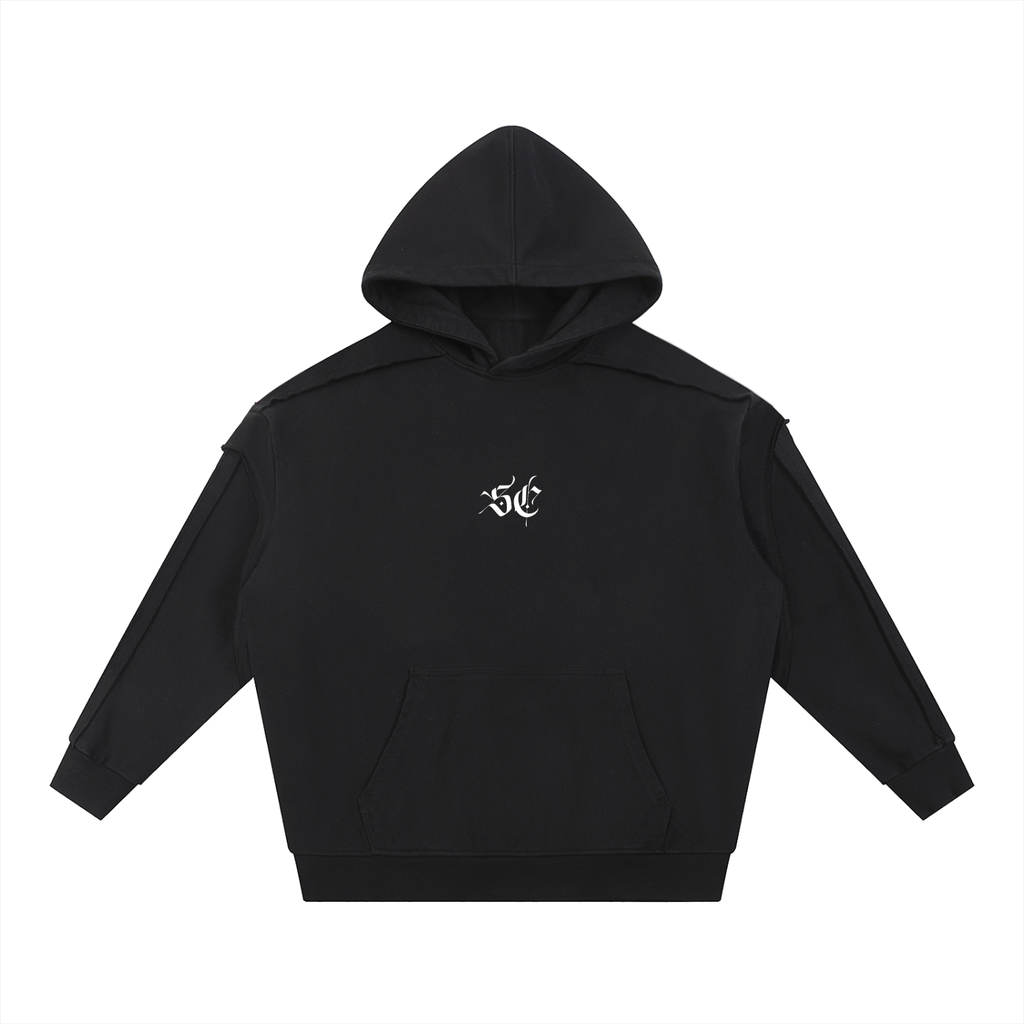 Contrast Tape Raw Edge Double Layered Hoodie - *Signature*