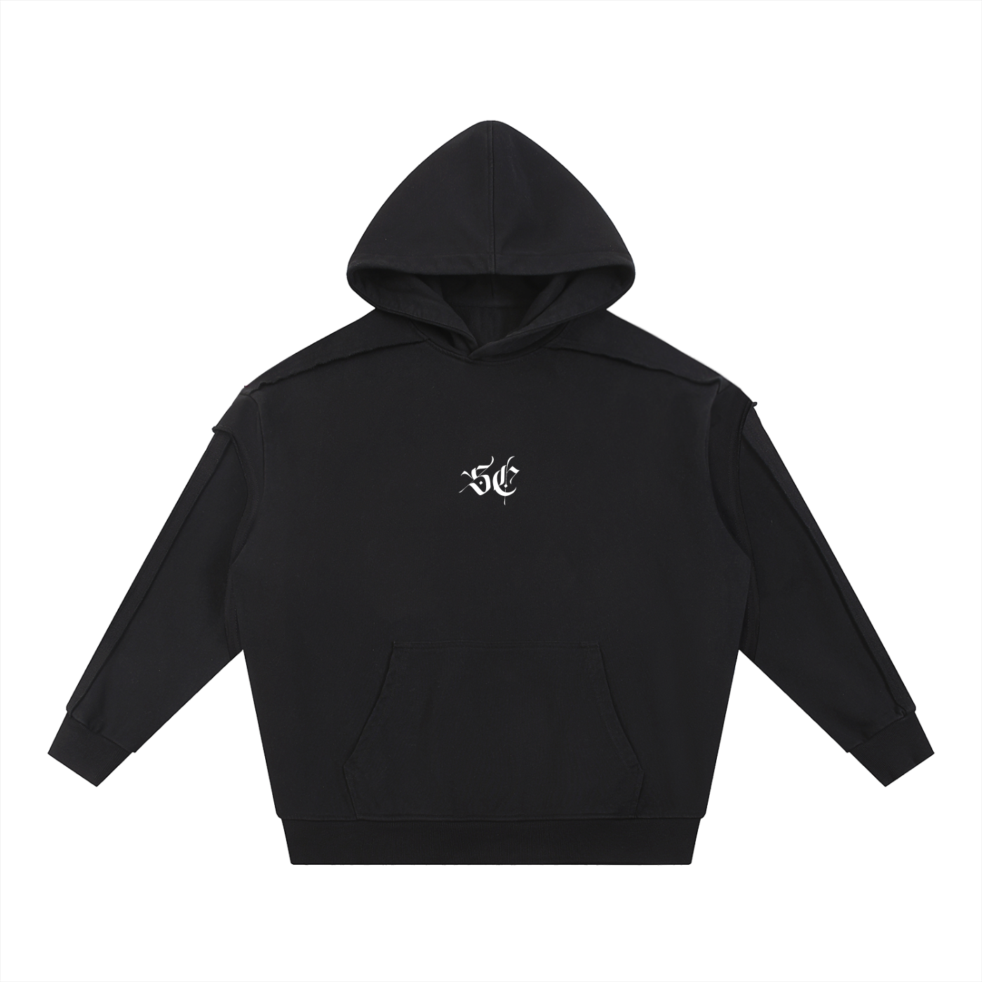 Contrast Tape Raw Edge Double Layered Hoodie - *Signature*