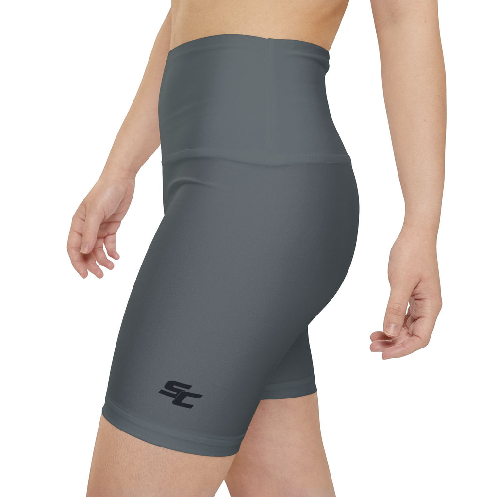 Women's Dark Grey Workout Bike Shorts - Black SC Logo