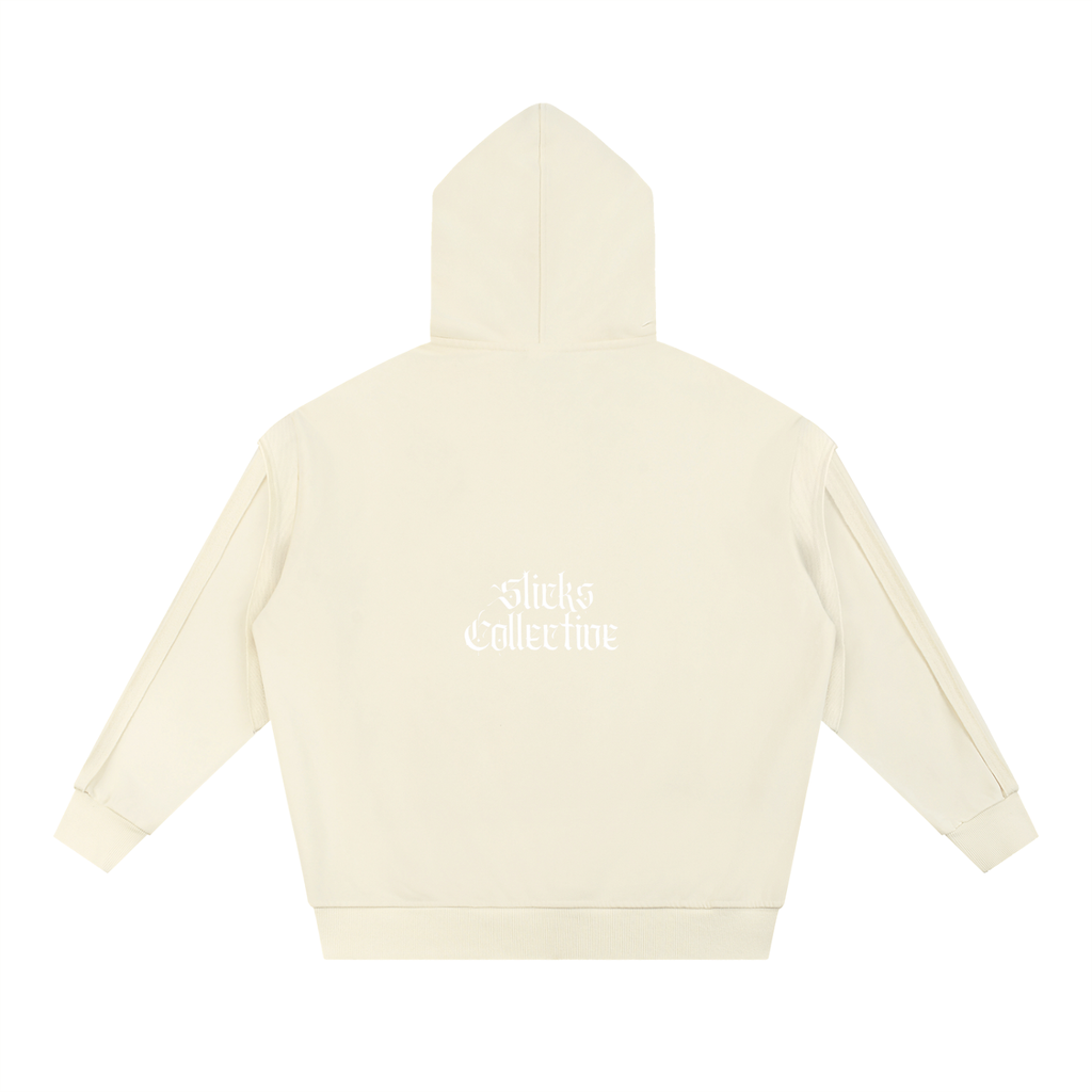 Contrast Tape Raw Edge Double Layered Hoodie - *Signature*