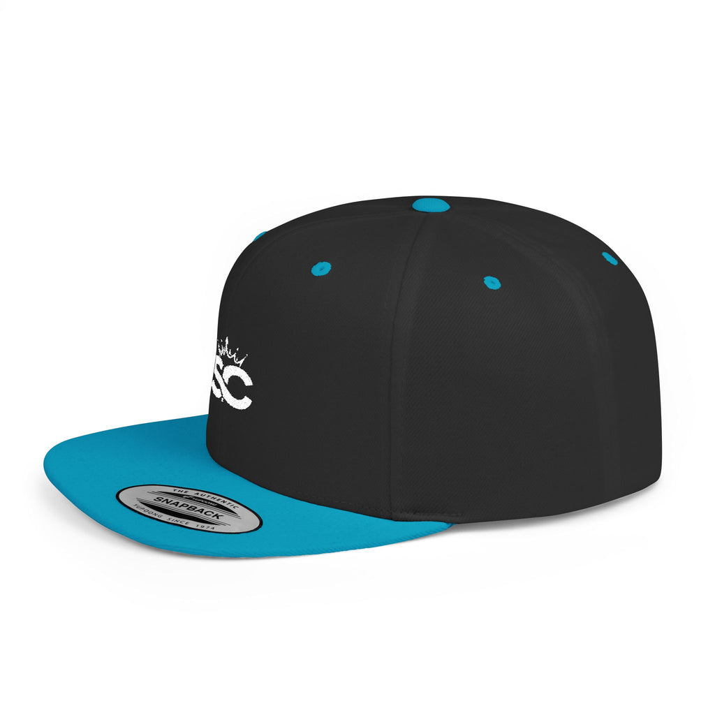 Distressed Snapback Hat — *Rise* Logo Flat Bill