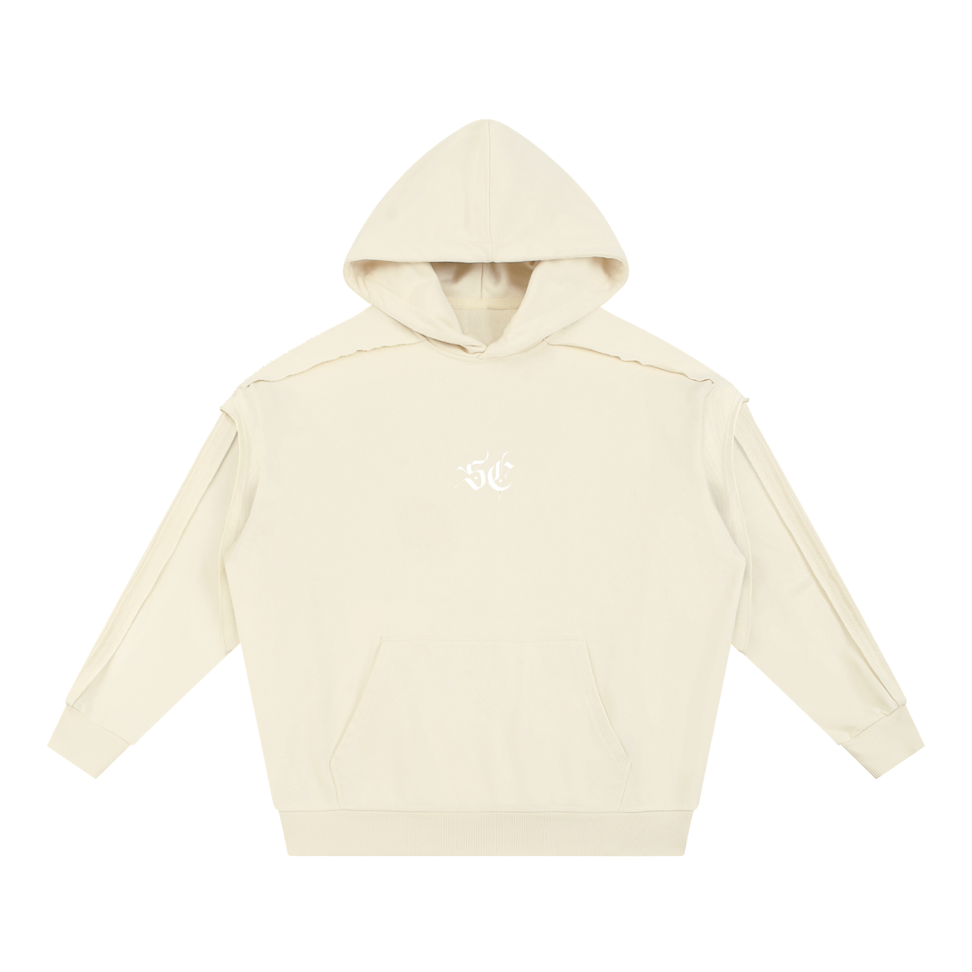 Contrast Tape Raw Edge Double Layered Hoodie - *Signature*