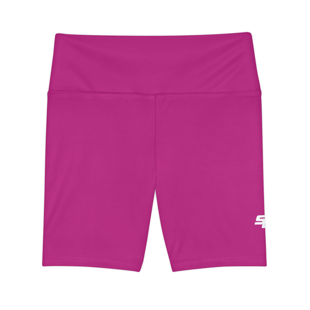 Women's Pink Workout Shorts — White SC Logo