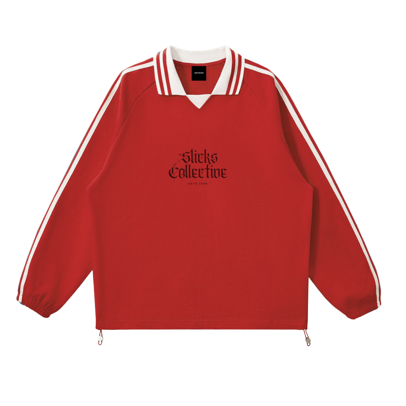 Contrast Striped Lapel Collar Sweatshirt - *Signature*